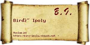 Biró Ipoly névjegykártya